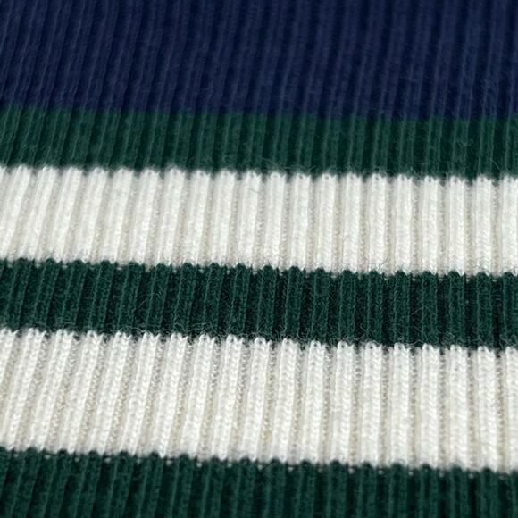 J. Crew Green/White/Navy Long Sleeve Striped Ribbed Top/Sweater - Medium - Picture 4 of 13